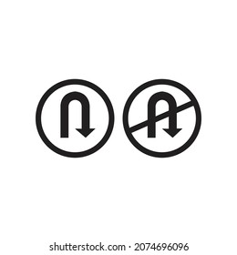 u turn sign symbol. vector illsutration on white background.