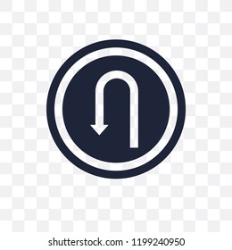 U turn sign transparent icon. U turn sign symbol design from Traffic signs collection. Simple element vector illustration on transparent background.