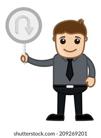 U Turn Sign Vector
