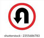 U turn sign vector art white background