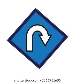 U turn sign vector art white background . 9