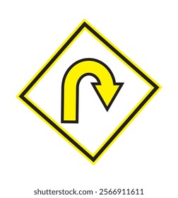 U turn sign vector art white background . 9
