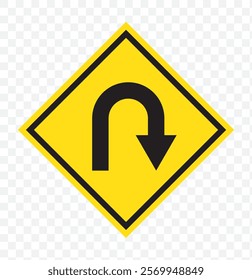 U turn sign vector art white background. eps 10.