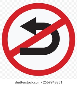 U turn sign vector art white background. eps 10.