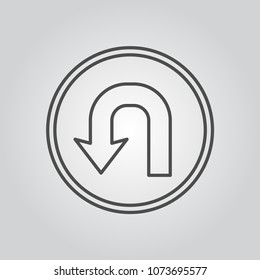 u turn sign vector icon
