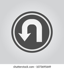 U Turn Sign Vector Icon