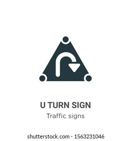 U turn sign vector icon on white background. Flat vector u turn sign icon symbol sign from modern traffic signs collection for mobile concept and web apps design.