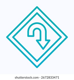 U Turn Sign Vector Icon, Isolated Vector Lineal Gradient Style Icon,
