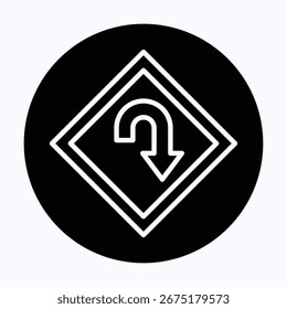 Vektorsymbol "U-Turn", isoliertes Symbol für den kreisförmigen Vektorstil