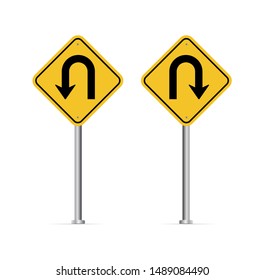 U Turn Sign. Vector Illustration. On White Background