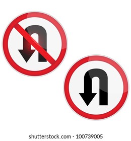 U Turn Signage.Vector