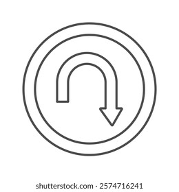 U Turn thinline icon , vector, pixel perfect, illustrator file