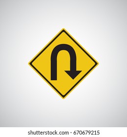 u - turn , traffic sign vector illustration