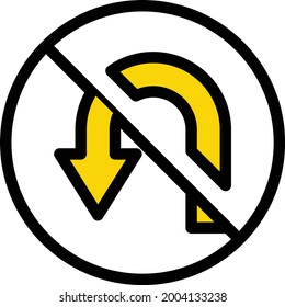 u turn vector color line icon