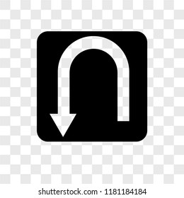 U turn vector icon isolated on transparent background, U turn logo concept