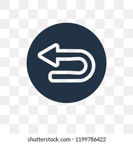 U turn vector icon isolated on transparent background, U turn transparency concept can be used web and mobile