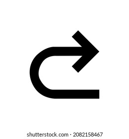 U Drehen Sie Vektorsymbol. U Turn icon in trendigem, flachen Stil. U Turn icon Illustration einzeln auf weißem Hintergrund
