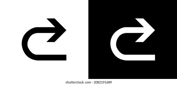 U Turn Vector Icon. U Turn icon in trendy flat style. U Turn icon illustration isolated on white and black background