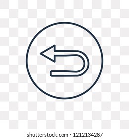 U turn vector outline icon isolated on transparent background, high quality linear U turn transparency concept can be used web and mobile