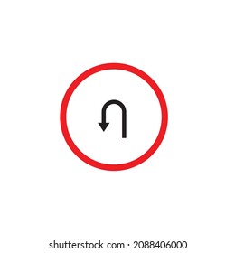 U turn warning icon vector file.