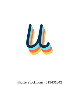 U type retro colors hand writing alphabets
