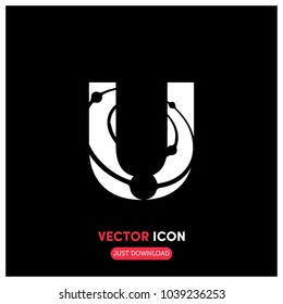 "U" Typographic Vector Icon Illustration.Universe Logo