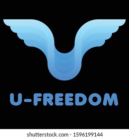 U typography,flat and minimal logo design
