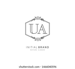U A UA Beauty vector initial logo, handwriting logo of initial signature, wedding, fashion, jewerly, boutique, floral and botanical with creative template for any company or business.