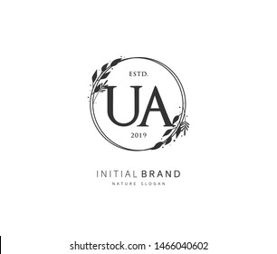 U A UA Beauty vector initial logo, handwriting logo of initial signature, wedding, fashion, jewerly, boutique, floral and botanical with creative template for any company or business.