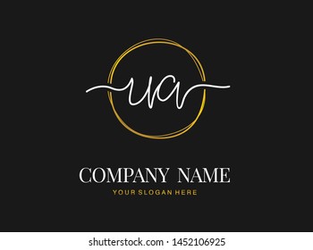 U A UA Initial handwriting logo design with circle. Beautyful design handwritten logo for fashion, team, wedding, luxury logo.