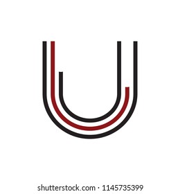 U, UJJ, ULJ, UUU initials geometric line art company logo 