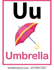 U for umbrella vector worksheet for kids