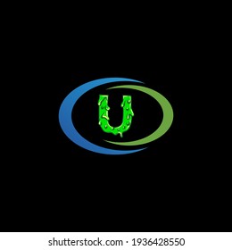 U Unique abstract geometric vector logo design