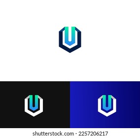 U, UU letter logo design template elements. Modern abstract digital alphabet letter logo. Vector illustration. 3D U, UU logo.