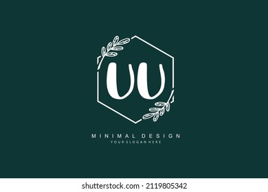 U UU logo, Initial lettering handwriting or handwritten for identity. Logo with signature and hand drawn style.