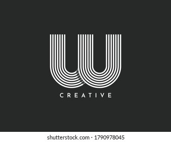 U UU W Initial Letter Line Logo Design Vector Illustration. UU Minimalist, Unique, Luxury, Modern, Elegant, Simple, Creative, Flat, Business And Modern Logo Design.