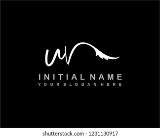 U V Initial Handwriting Logo Template