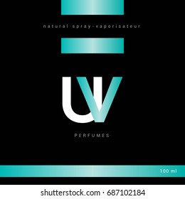 U V joint logo design vector with Packaging template