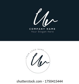 U V UV Initial letter handwriting and signature logo.	
