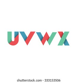 U V W X - Abstract Flat Alphabet from Geometric Shapes with Grunge Stipple Shadow - Lighting is made from little dots - Vector Illustration