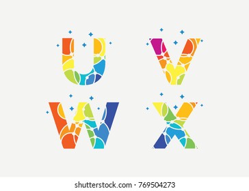 U, V, W, X Initial Logo Set Template Design Vector, Emblem, Design Concept, Creative Symbol, Icon