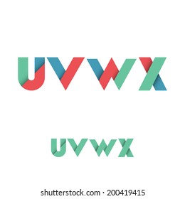 U V W X Modern Colored Layered Font or Alphabet - Vector Illustration