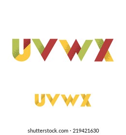 U V W X Modern Flat Alphabet with Noise Shadow - Vector Illustration