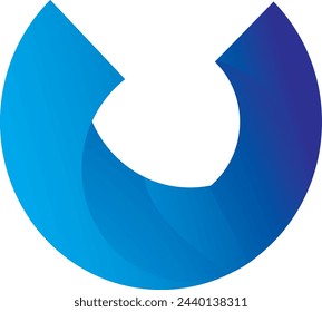 U vector design illustration object with modern aesthetic blue-black gradation
