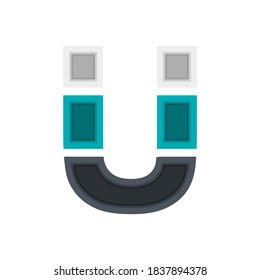  U vector font alphabet, modern dynamic design. Black, irish blue, white color. For; design elements; logo,  creative poster, corporate identity, application etc.