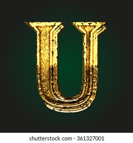 u vector golden letter