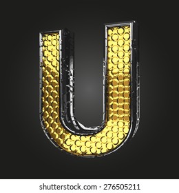 u vector golden and silver letter