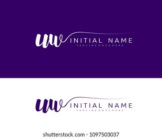 U W Initial handwriting logo vector. Hand lettering for designs.