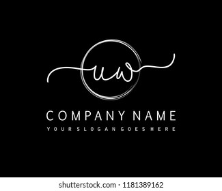 U W Initial handwriting logo vector