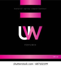 U W joint logo design vector with Packaging template